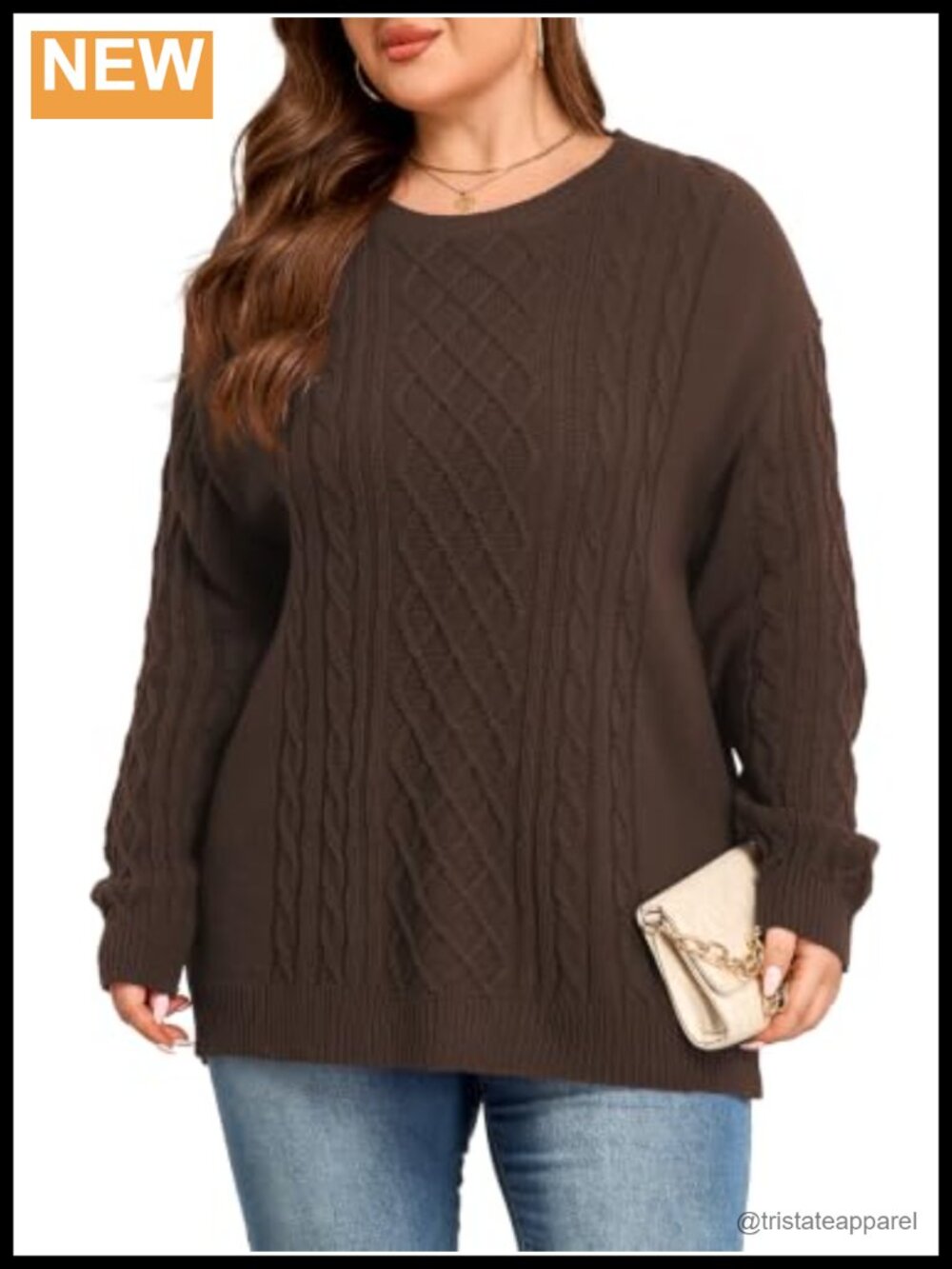 Plus Size Chunky Diamond Cable Knit Pullover Sweater